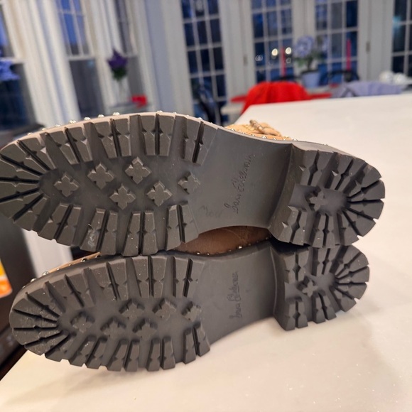 NEW Sam Edelman “Jennifer” Womens  Boots Camel Suede Lace & Zip Up Studs Sz 8 - Picture 9 of 12